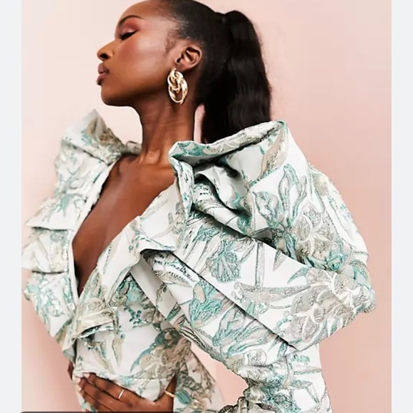 ASOS Luxe Jacquard Mini Dress Size 6 - Picture 3 of 16